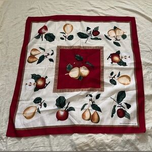 Smithsonian Vintage Fruit Print Scarf/Handkerchief With Red Border